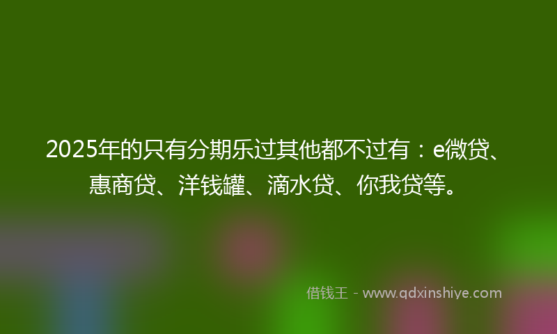 2025年的只有分期乐过其他都不过有：e微贷、惠商贷、洋钱罐、滴水贷、你我贷等。