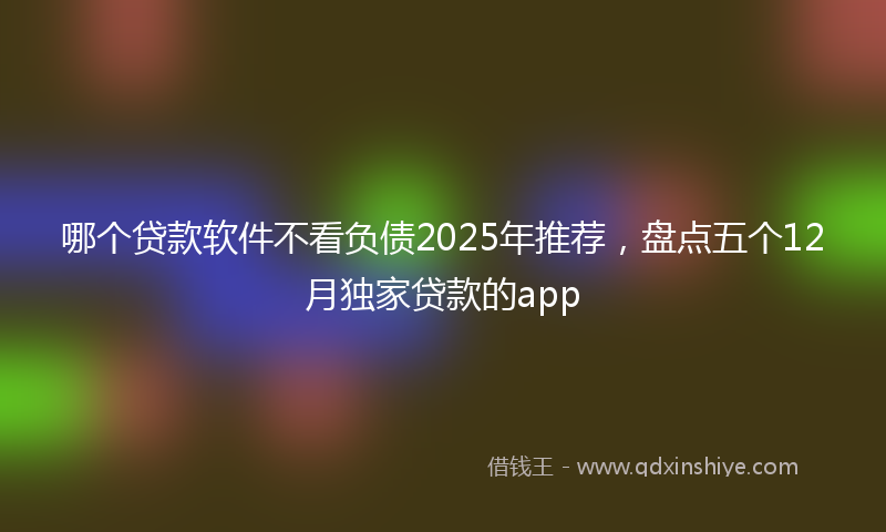 哪个贷款软件不看负债2025年推荐，盘点五个12月独家贷款的app