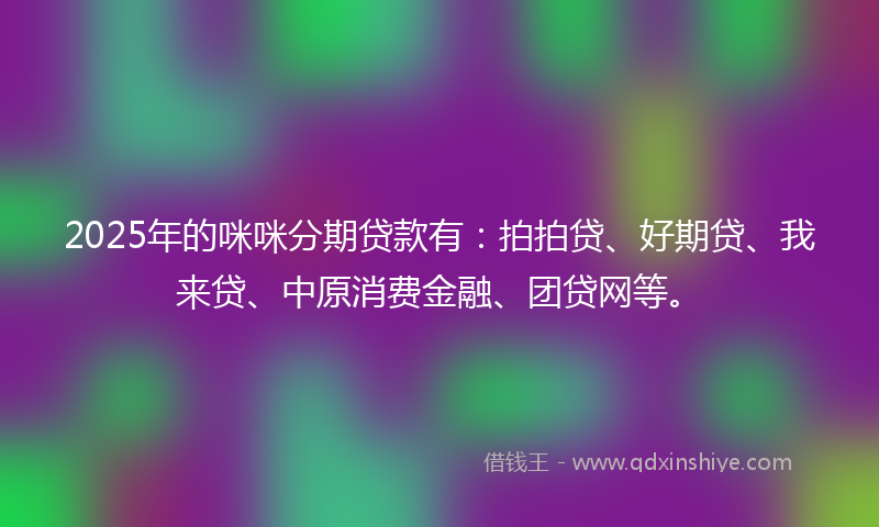 2025年的咪咪分期贷款有：拍拍贷、好期贷、我来贷、中原消费金融、团贷网等。