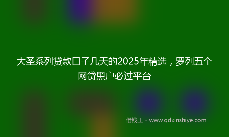 大圣系列贷款口子几天的2025年精选，罗列五个网贷黑户必过平台