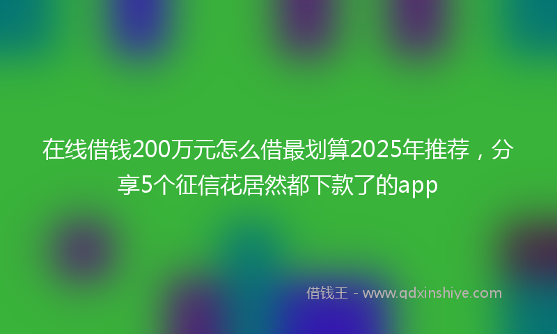 在线借钱200万元怎么借最划算2025年推荐，分享5个征信花居然都下款了的app