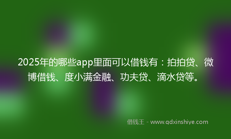 2025年的哪些app里面可以借钱有：拍拍贷、微博借钱、度小满金融、功夫贷、滴水贷等。