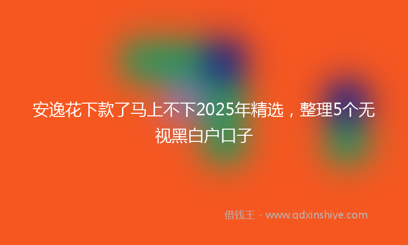 安逸花下款了马上不下2025年精选，整理5个无视黑白户口子