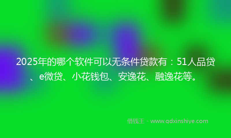 2025年的哪个软件可以无条件贷款有：51人品贷、e微贷、小花钱包、安逸花、融逸花等。