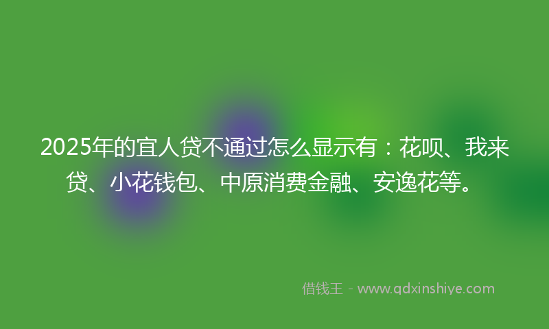 2025年的宜人贷不通过怎么显示有：花呗、我来贷、小花钱包、中原消费金融、安逸花等。