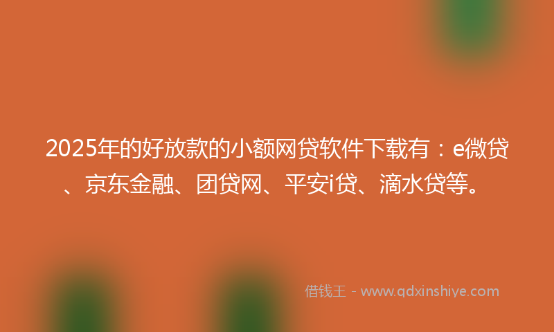 2025年的好放款的小额网贷软件下载有：e微贷、京东金融、团贷网、平安i贷、滴水贷等。