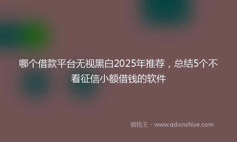 哪个借款平台无视黑白2025年推荐，总结5个不看征信小额借钱的软件