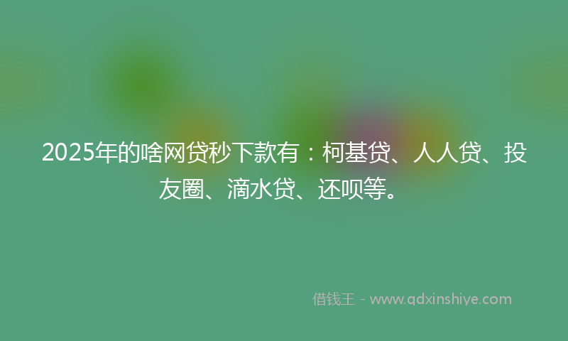 2025年的啥网贷秒下款有：柯基贷、人人贷、投友圈、滴水贷、还呗等。