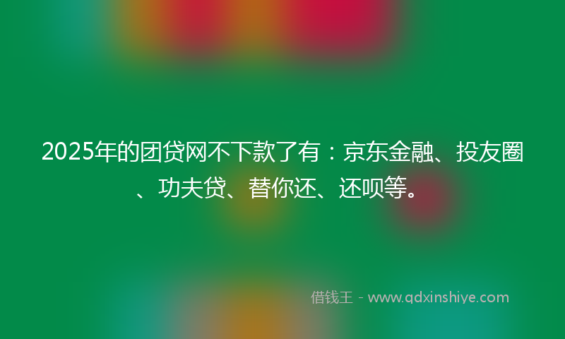 2025年的团贷网不下款了有：京东金融、投友圈、功夫贷、替你还、还呗等。