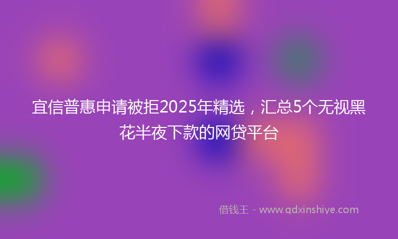 宜信普惠申请被拒2025年精选，汇总5个无视黑花半夜下款的网贷平台