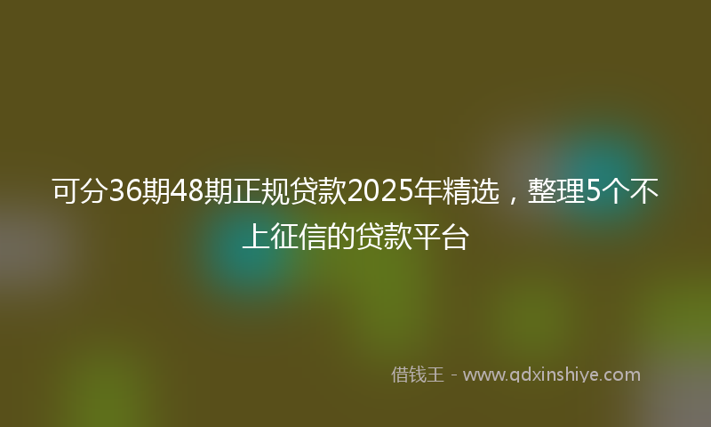 可分36期48期正规贷款2025年精选，整理5个不上征信的贷款平台
