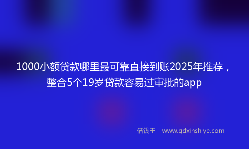 1000小额贷款哪里最可靠直接到账2025年推荐，整合5个19岁贷款容易过审批的app