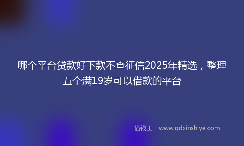 哪个平台贷款好下款不查征信2025年精选，整理五个满19岁可以借款的平台