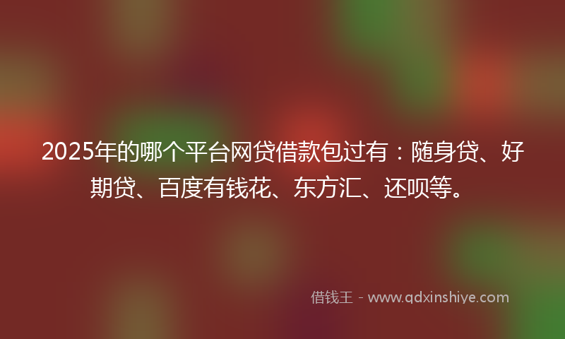 2025年的哪个平台网贷借款包过有：随身贷、好期贷、百度有钱花、东方汇、还呗等。