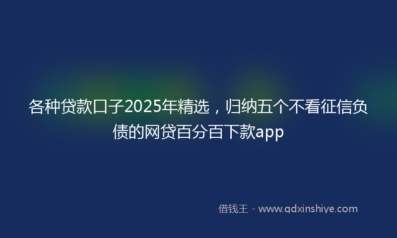 各种贷款口子2025年精选，归纳五个不看征信负债的网贷百分百下款app