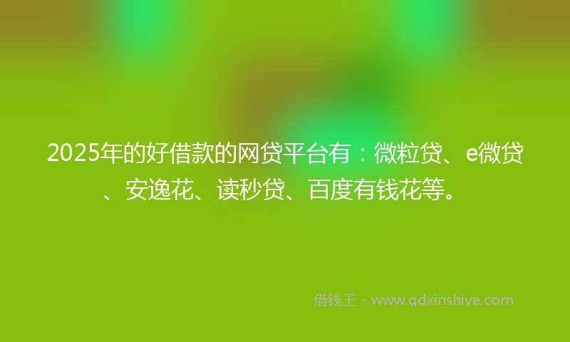 2025年的好借款的网贷平台有：微粒贷、e微贷、安逸花、读秒贷、百度有钱花等。