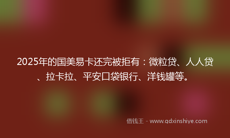 2025年的国美易卡还完被拒有：微粒贷、人人贷、拉卡拉、平安口袋银行、洋钱罐等。
