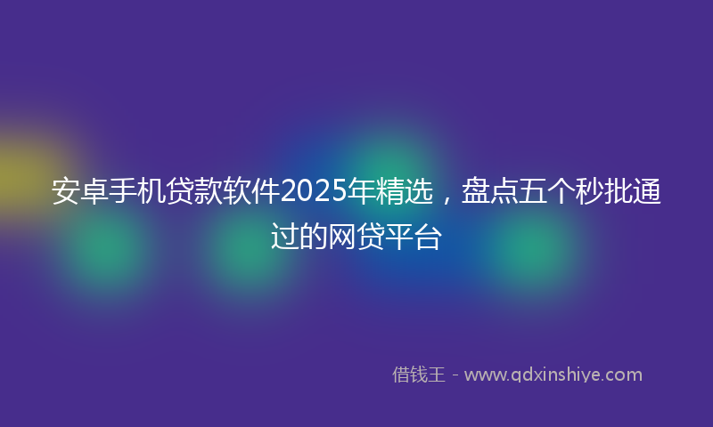 安卓手机贷款软件2025年精选，盘点五个秒批通过的网贷平台