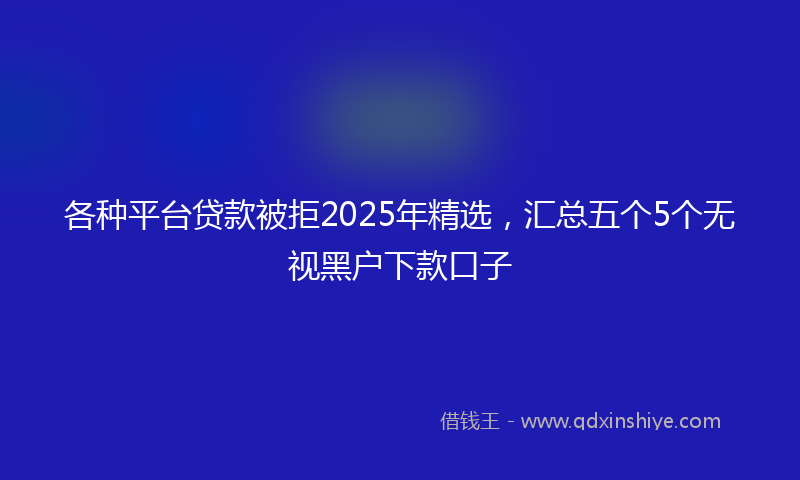 各种平台贷款被拒2025年精选，汇总五个5个无视黑户下款口子
