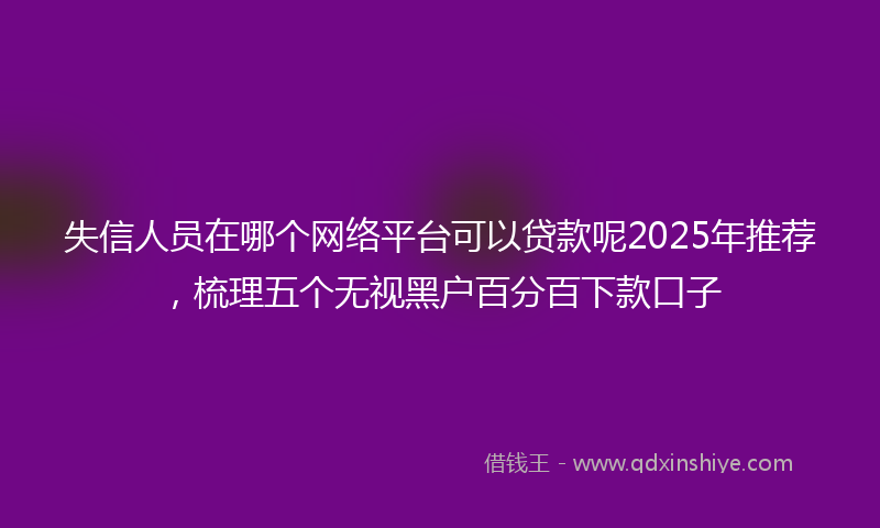 失信人员在哪个网络平台可以贷款呢2025年推荐，梳理五个无视黑户百分百下款口子