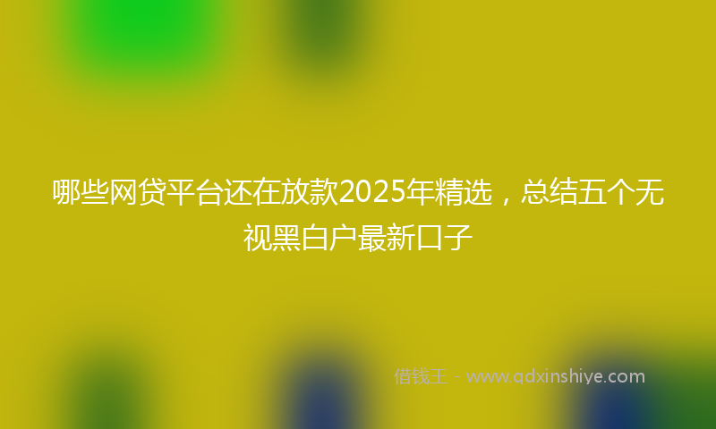 哪些网贷平台还在放款2025年精选，总结五个无视黑白户最新口子