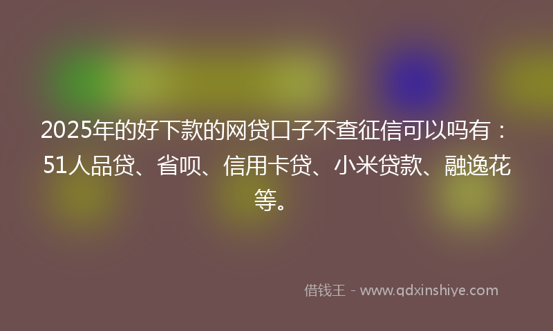 2025年的好下款的网贷口子不查征信可以吗有：51人品贷、省呗、信用卡贷、小米贷款、融逸花等。
