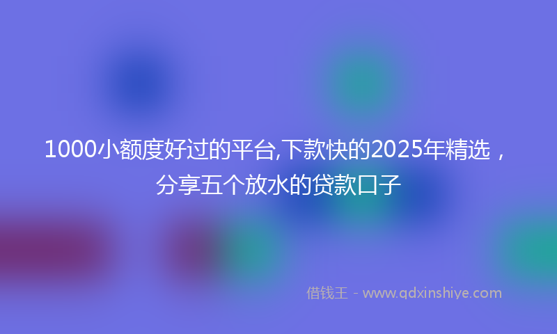 1000小额度好过的平台,下款快的2025年精选，分享五个放水的贷款口子