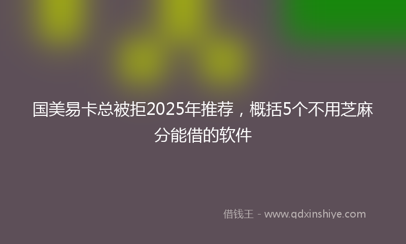 国美易卡总被拒2025年推荐，概括5个不用芝麻分能借的软件
