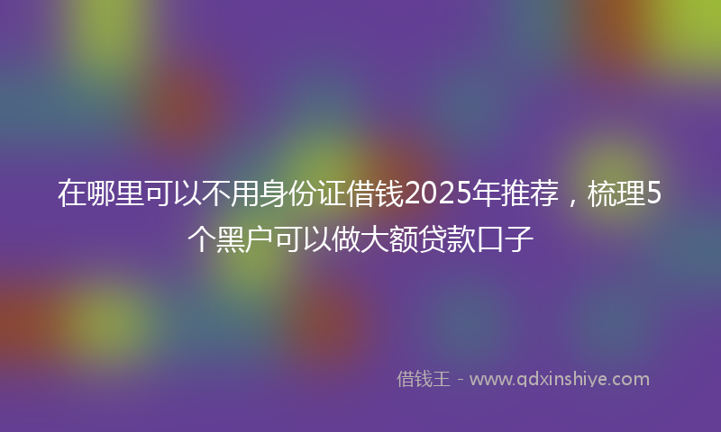 在哪里可以不用身份证借钱2025年推荐，梳理5个黑户可以做大额贷款口子