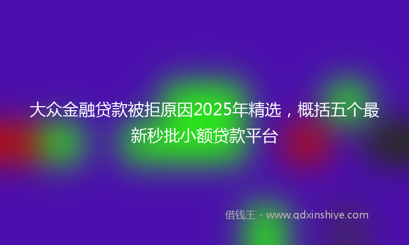 大众金融贷款被拒原因2025年精选，概括五个最新秒批小额贷款平台