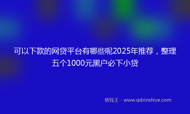 可以下款的网贷平台有哪些呢2025年推荐，整理五个1000元黑户必下小贷