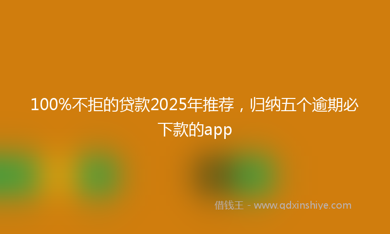 100%不拒的贷款2025年推荐，归纳五个逾期必下款的app