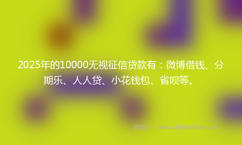 2025年的10000无视征信贷款有：微博借钱、分期乐、人人贷、小花钱包、省呗等。