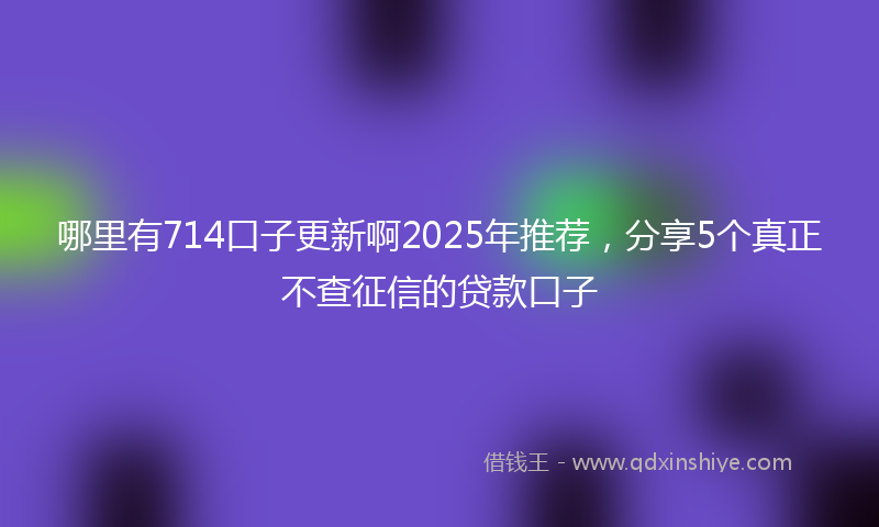哪里有714口子更新啊2025年推荐，分享5个真正不查征信的贷款口子