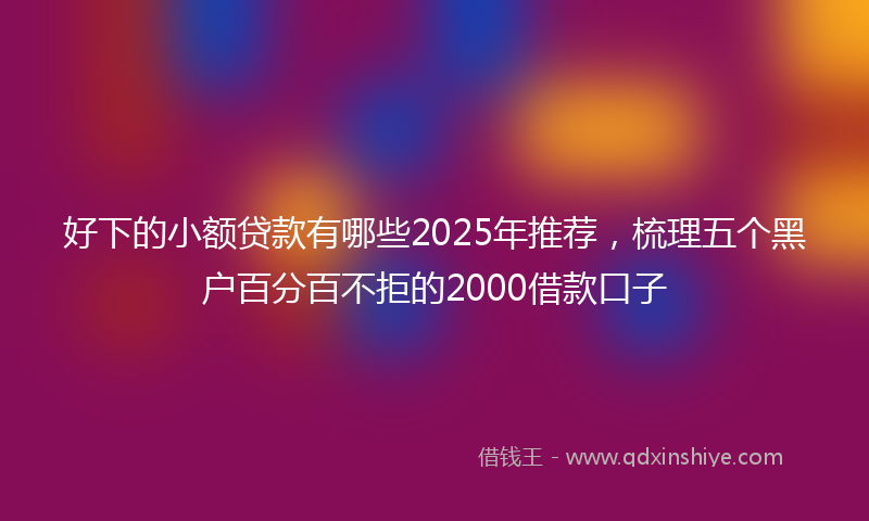好下的小额贷款有哪些2025年推荐，梳理五个黑户百分百不拒的2000借款口子