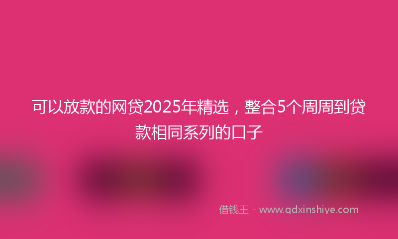 可以放款的网贷2025年精选，整合5个周周到贷款相同系列的口子
