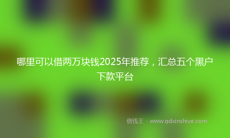 哪里可以借两万块钱2025年推荐，汇总五个黑户下款平台