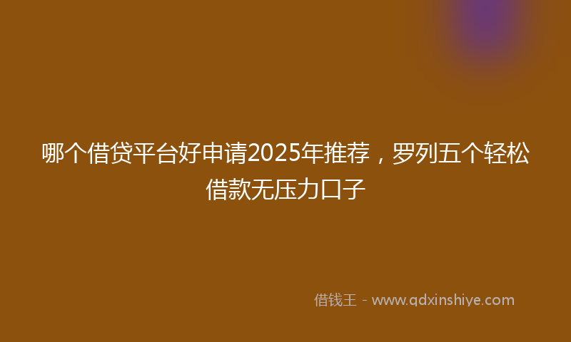 哪个借贷平台好申请2025年推荐，罗列五个轻松借款无压力口子