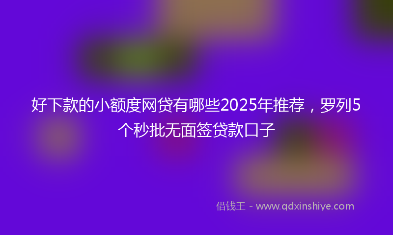 好下款的小额度网贷有哪些2025年推荐，罗列5个秒批无面签贷款口子