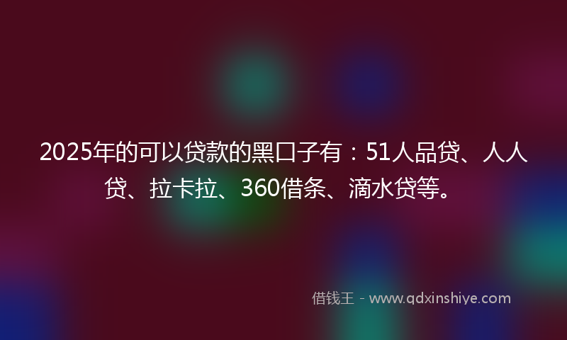 2025年的可以贷款的黑口子有：51人品贷、人人贷、拉卡拉、360借条、滴水贷等。