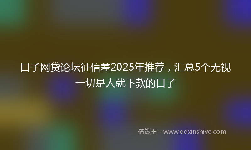 口子网贷论坛征信差2025年推荐，汇总5个无视一切是人就下款的口子