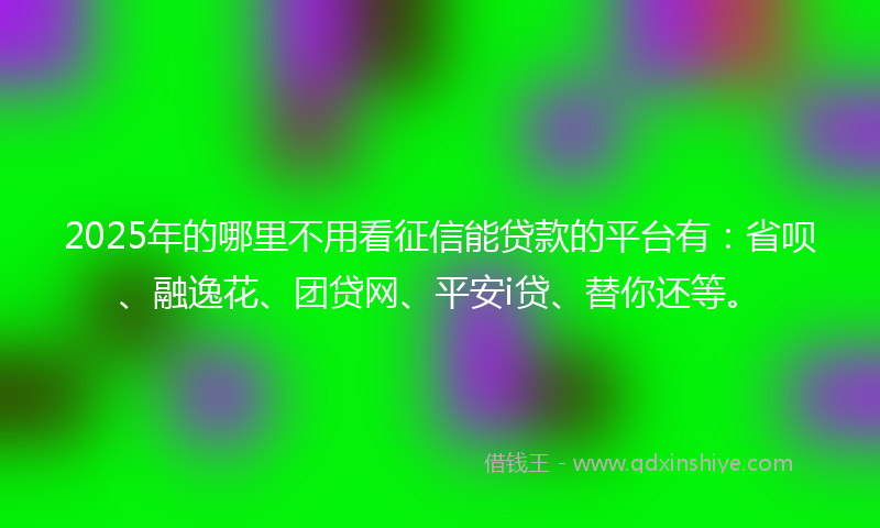 2025年的哪里不用看征信能贷款的平台有：省呗、融逸花、团贷网、平安i贷、替你还等。