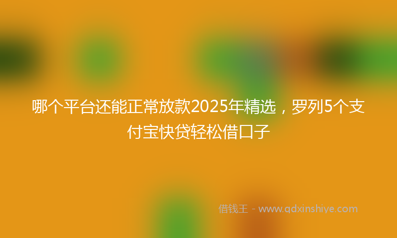 哪个平台还能正常放款2025年精选，罗列5个支付宝快贷轻松借口子