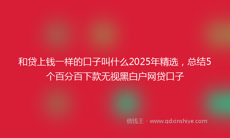 和贷上钱一样的口子叫什么2025年精选，总结5个百分百下款无视黑白户网贷口子