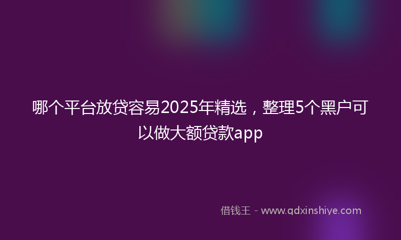 哪个平台放贷容易2025年精选，整理5个黑户可以做大额贷款app