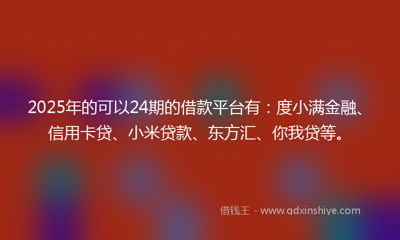 2025年的可以24期的借款平台有：度小满金融、信用卡贷、小米贷款、东方汇、你我贷等。