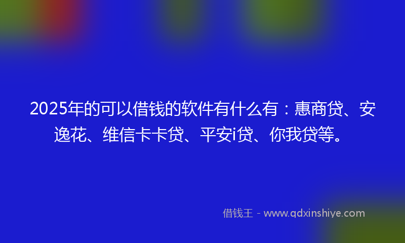 2025年的可以借钱的软件有什么有：惠商贷、安逸花、维信卡卡贷、平安i贷、你我贷等。