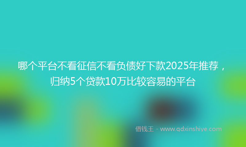 哪个平台不看征信不看负债好下款2025年推荐，归纳5个贷款10万比较容易的平台