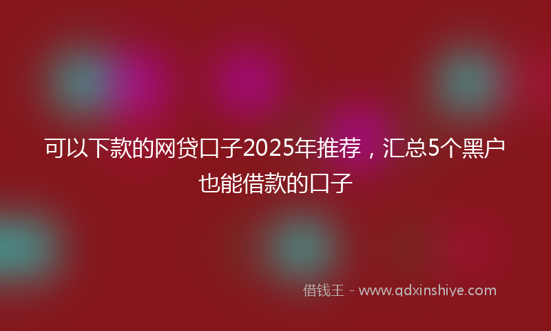 可以下款的网贷口子2025年推荐，汇总5个黑户也能借款的口子