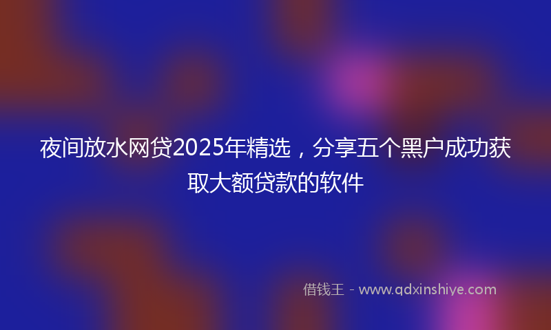 夜间放水网贷2025年精选，分享五个黑户成功获取大额贷款的软件